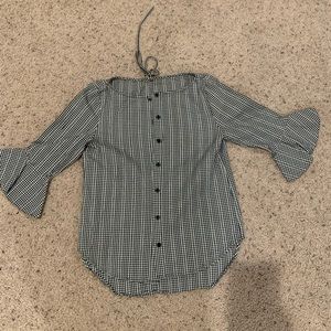 SHEIN| Black and white plaid blouse(size:XS)